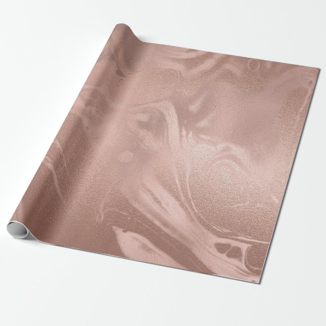 Papier Cadeau Élégant rose en cuivre, or et marbre rose (Déroulé)