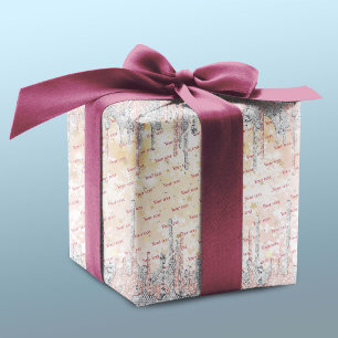 Papier Cadeau Élégant rose en or d'argent goutte parties scintil