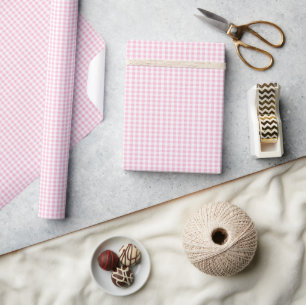 Papier Cadeau Élégant rose et blanc En vichy Motif