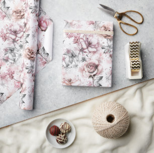 Papier Cadeau Élégant Rose floral Blush