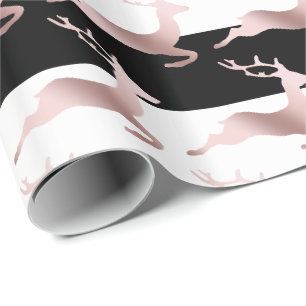 Papier Cadeau Élégant Rose Gold motif de rennes de Noël