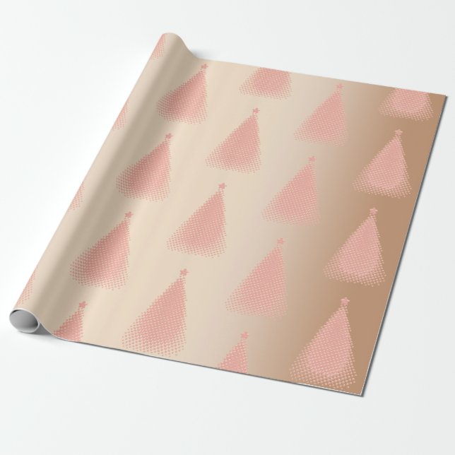 Papier Cadeau Élégant Rose Gold Noël Motif Arbre de Noël (Déroulé)
