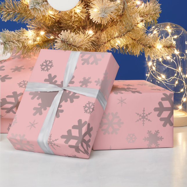Papier Cadeau Élégant Rose Gold Noël Snowflake Motif (Vacances)