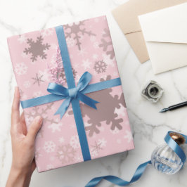 Papier Cadeau Élégant Rose Gold Noël Snowflake Motif