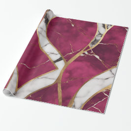 Papier Cadeau Elégant rose moderne, or, Marbre blanc luxe