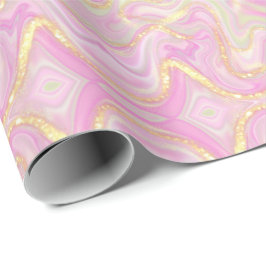 Papier Cadeau Elégant rose moderne or & marbre rose