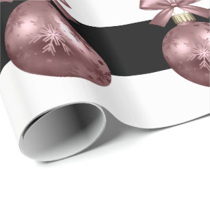 Papier Cadeau Élégant Rose Motif de Noël d'or