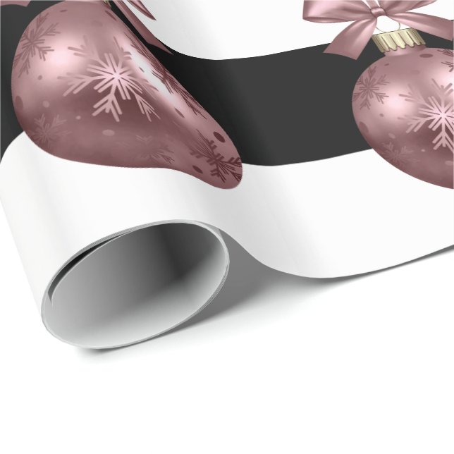 Papier Cadeau Élégant Rose Motif de Noël d'or (Coin rond)