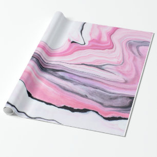 Papier Cadeau Élégant ROSE NOIR TEXTURE EN MARBRE BLANC