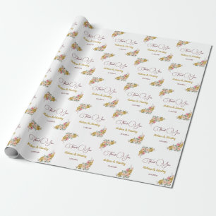 Papier Cadeau Élégant rose, Rose Eucalyptus Mariage floral