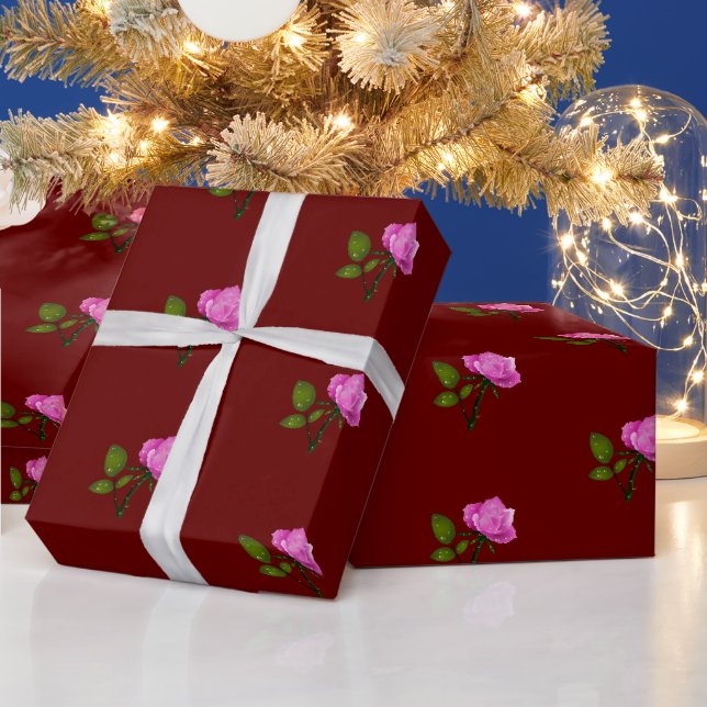 Papier Cadeau élégant rose roses floral (Vacances)