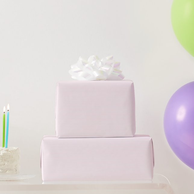 Papier Cadeau Elégant rose vif blanc mince rayures motif chic (Cadeaux de fête)