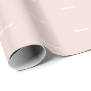 Papier Cadeau Elégant rose vif blanc nom personnalisé texte an