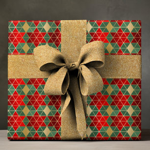 Papier Cadeau Elégant rouge vert géométrique Star Motif de luxe