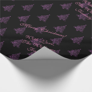 Papier Cadeau Élégant sapin de Noël Motif rayé rose noir