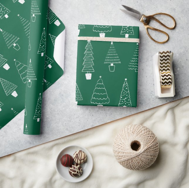 Papier Cadeau Élégant sapin de Noël vert émeraude (Artisanat)