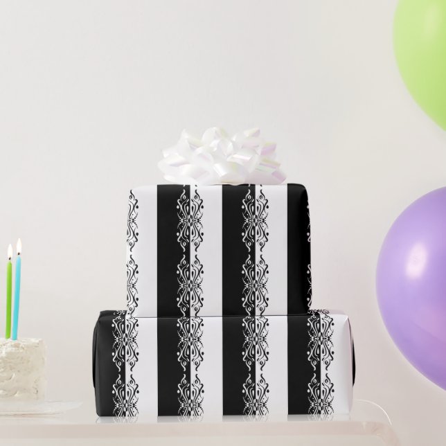 Papier Cadeau Élégant style arlequin Abstrait noir et blanc (Cadeaux de fête)