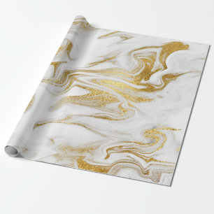 Papier Cadeau Elégant style moderne or & marbre blanc look