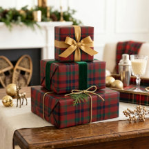 Élégant Tartan à Carreaux Rouges et Verts Noël Cla