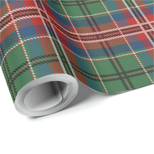 Papier Cadeau Élégant Tartan rustique vert rouge plaqué