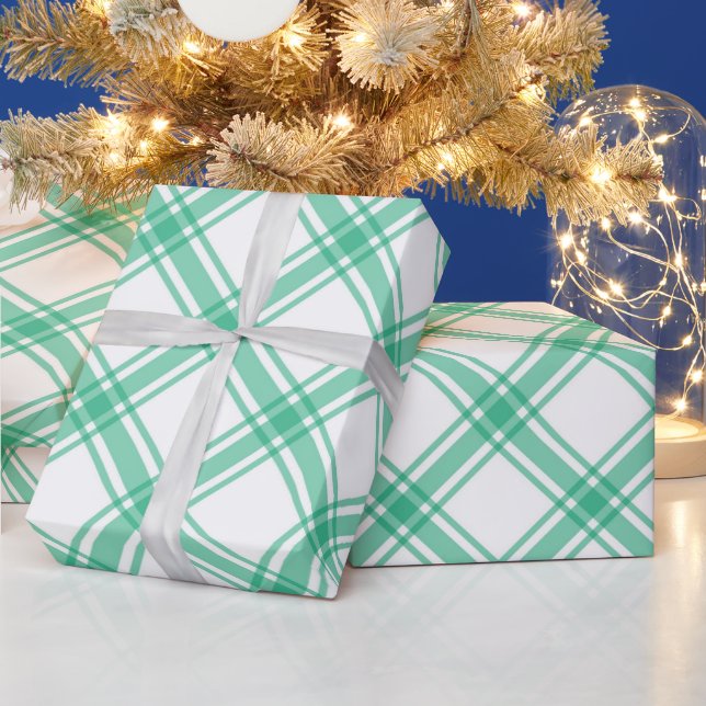 Papier Cadeau Élégant Tartan Vert Plaid Noël (Vacances)