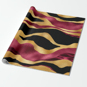 Papier Cadeau Élégant Tigre Bourgogne rayures Animal frappant