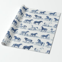 Élégant Toile Rustique Bleue Races de Chevaux