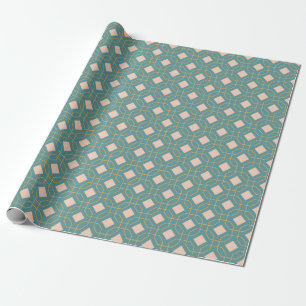Papier Cadeau Élégant Turquoise Blush Mid Century Motif moderne