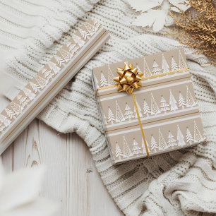 Papier Cadeau Élégant Vacances Forêt À feuillage persistant arbr