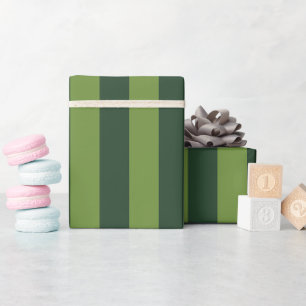Papier Cadeau Élégant Vert Chasseur Jardin Rayure Verte 