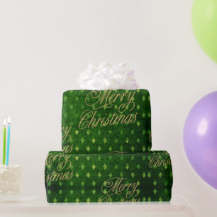 Papier Cadeau Élégant Vintage Emerald Gold Foil Damask Noël