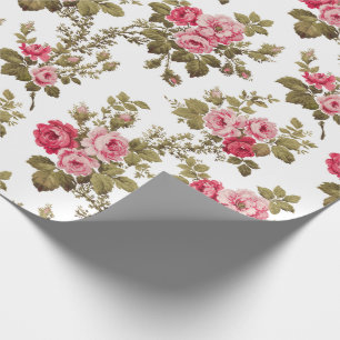 Papier Cadeau Élégant Vintage rose Roses-Blanc Arrière - plan