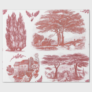 Papier Cadeau Elégant Vintage rouge anglais Country Pastoral To