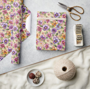 Papier Cadeau Élégant violet mauve de printemps violet jaune