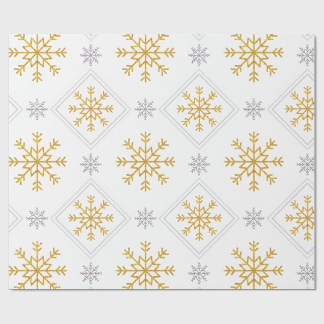 Papier Cadeau Elegant White, Gold and Silver Christmas Wrapping  (Plat)