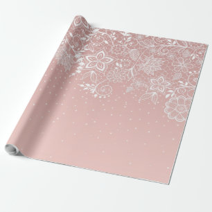 Papier Cadeau Elegant white lace floral and confeti design