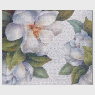 Papier Cadeau Elégante aquarelle blanc Magnolia Flower