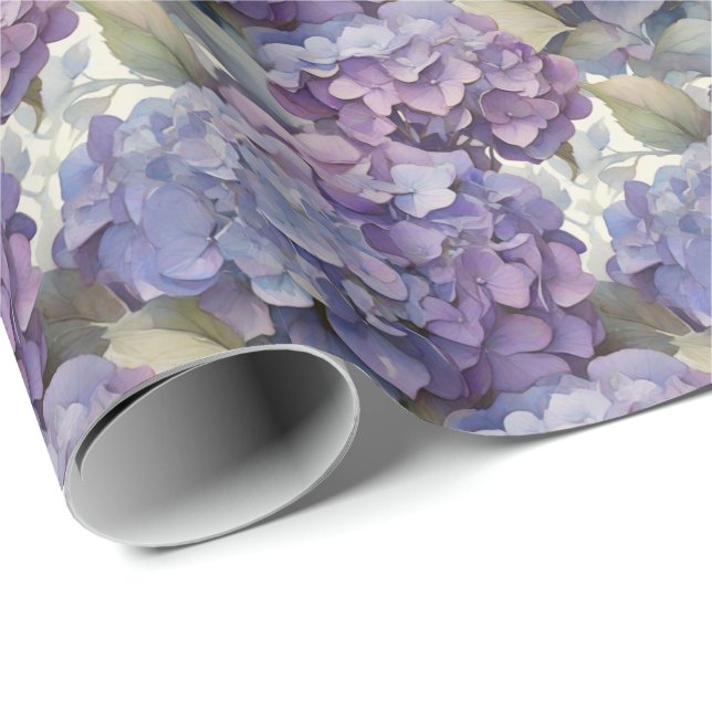 Papier Cadeau Elégante aquarelle bleu violet poussiéreuse (Coin rond)