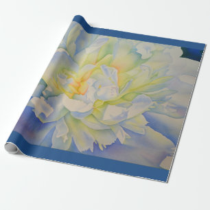Papier Cadeau Elégante aquarelle fleurie de pivoine blanche