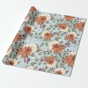 Papier Cadeau Elégante aquarelle fleurs boho pastel