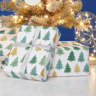 Papier Cadeau Elégante aquarelle Forêt À feuillage persistant No