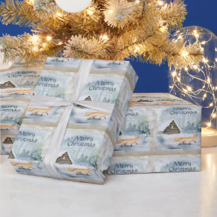 Papier Cadeau Elégante aquarelle Joyeux Noël Vacances d'hiver
