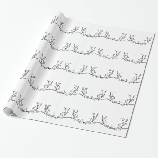 Papier Cadeau Elégante aquarelle Lavender Eucalyptus (Déroulé)