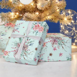 Papier Cadeau Elégante aquarelle moderne hiver Motif Noël