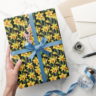 Papier Cadeau Elégante aquarelle motif décorative fleurie