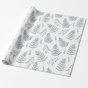 Papier Cadeau Elégante aquarelle Motif des fougères de la forêt 