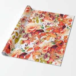 Papier Cadeau Elégante Automne Aquarelle Automne Florale Anniver
