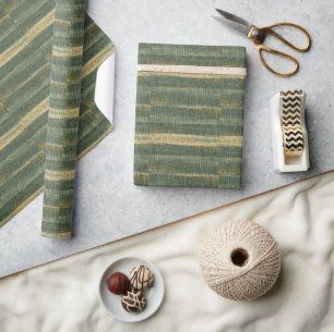 Papier Cadeau Élégante brosse verte avec or et noir