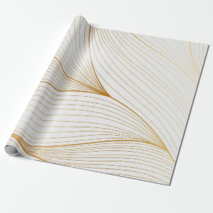 Papier Cadeau Elégante collection de ligne Feuille or blanc mode