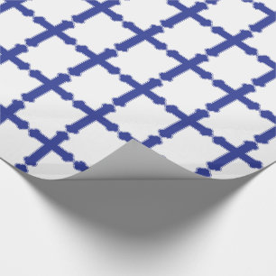 Papier Cadeau Elégante Croix Bleue Royale